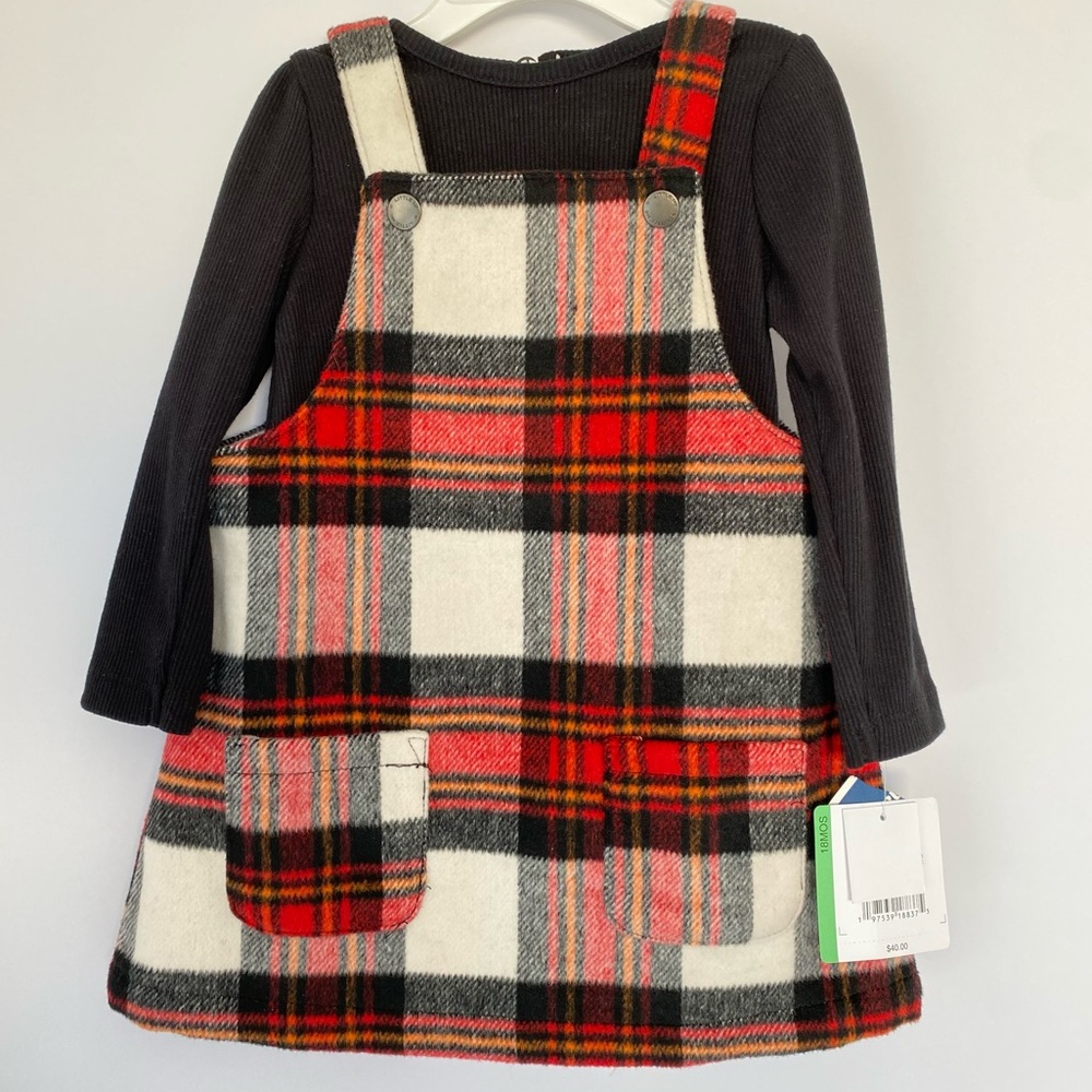Little Me Red Black Plaid Jumper And Carters Floral Dress Toddler Girl 18 Months - Picture 2 of 6